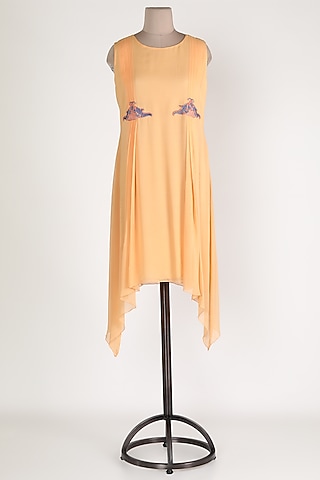 Yellow Embellished Asymmetric Tunic by Sadan Pande