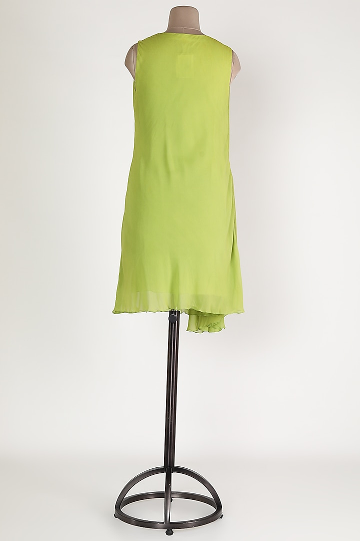 Lime Green Embellished Asymmetric Tunic by Sadan Pande at Pernia's Pop Up Shop