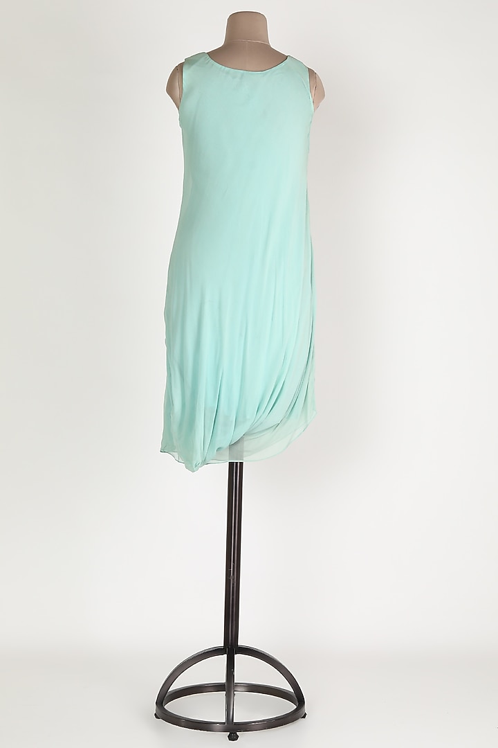 Aqua Blue Embellished Cowl Tunic by Sadan Pande at Pernia's Pop Up Shop
