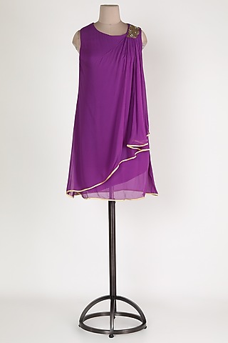 Purple Embroidered Tunic by Sadan Pande