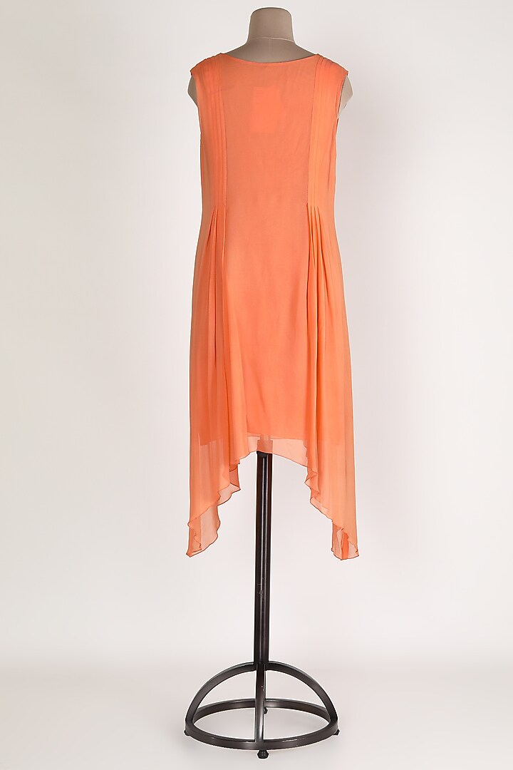 Peach Embellished Asymmetric Tunic by Sadan Pande at Pernia's Pop Up Shop