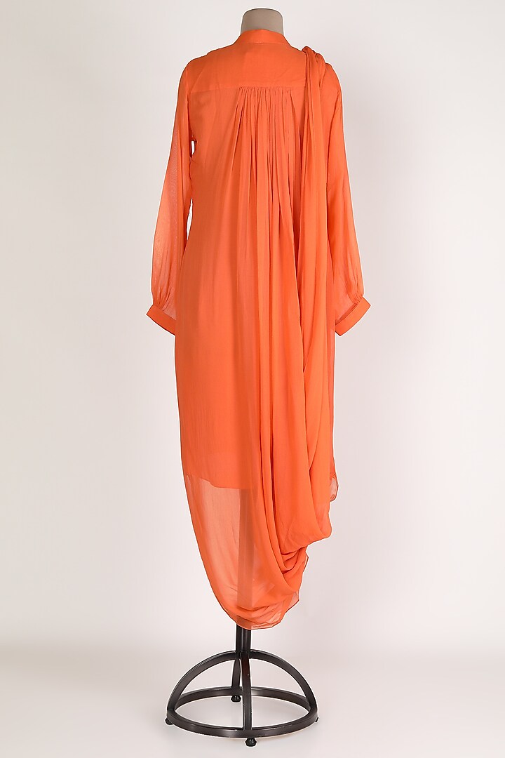 Orange Embellished Cowl Tunic by Sadan Pande at Pernia's Pop Up Shop