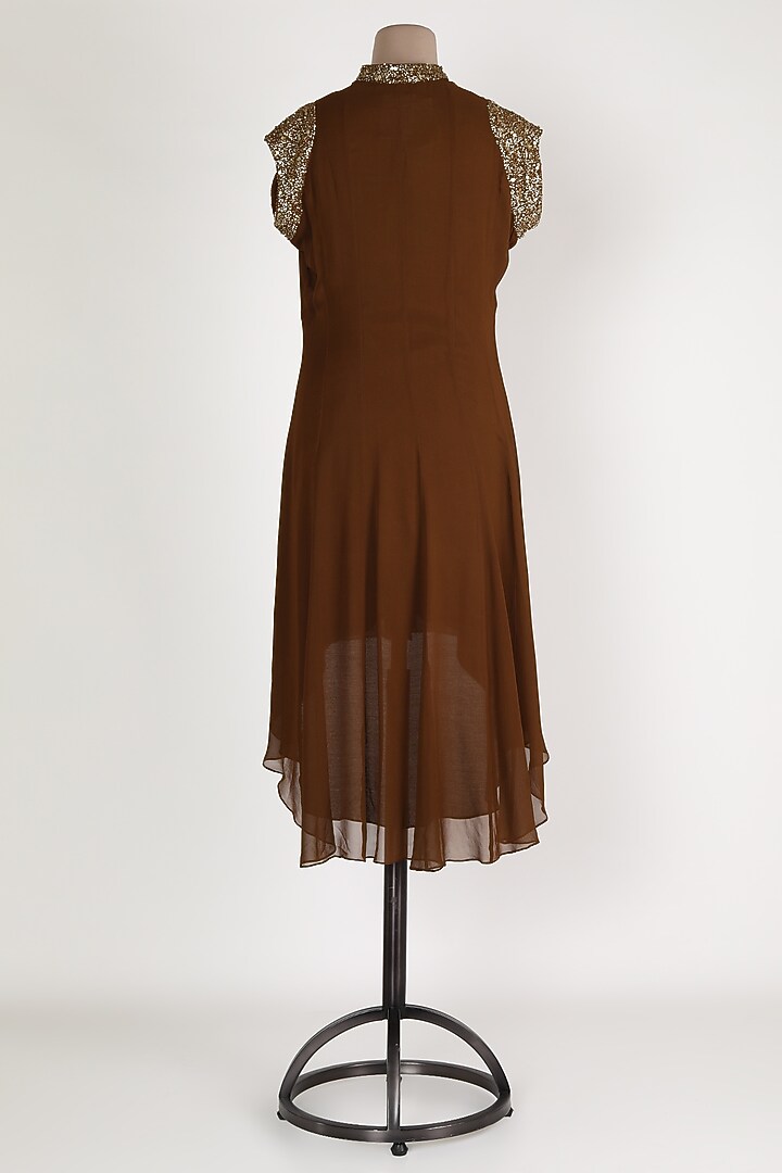 Brown Embellished High-Low Tunic by Sadan Pande at Pernia's Pop Up Shop