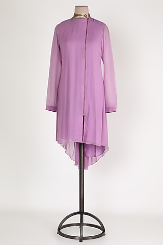 Mauve Embellished High-Low Tunic by Sadan Pande