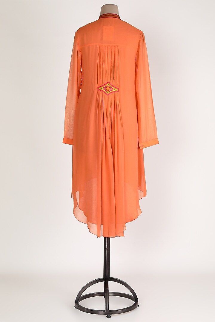 Orange Embellished High-Low Tunic by Sadan Pande at Pernia's Pop Up Shop