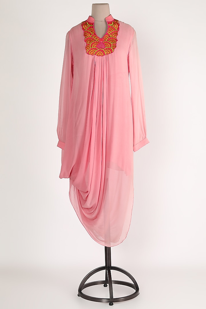 Pink Embroidered Cowl Tunic by Sadan Pande