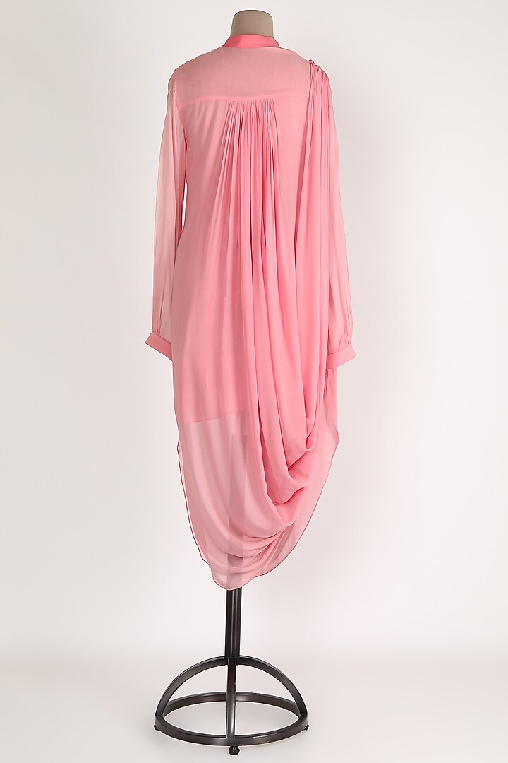 Pink Embroidered Cowl Tunic by Sadan Pande at Pernia's Pop Up Shop