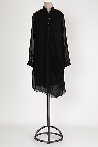 Black Collared Tunic by Sadan Pande