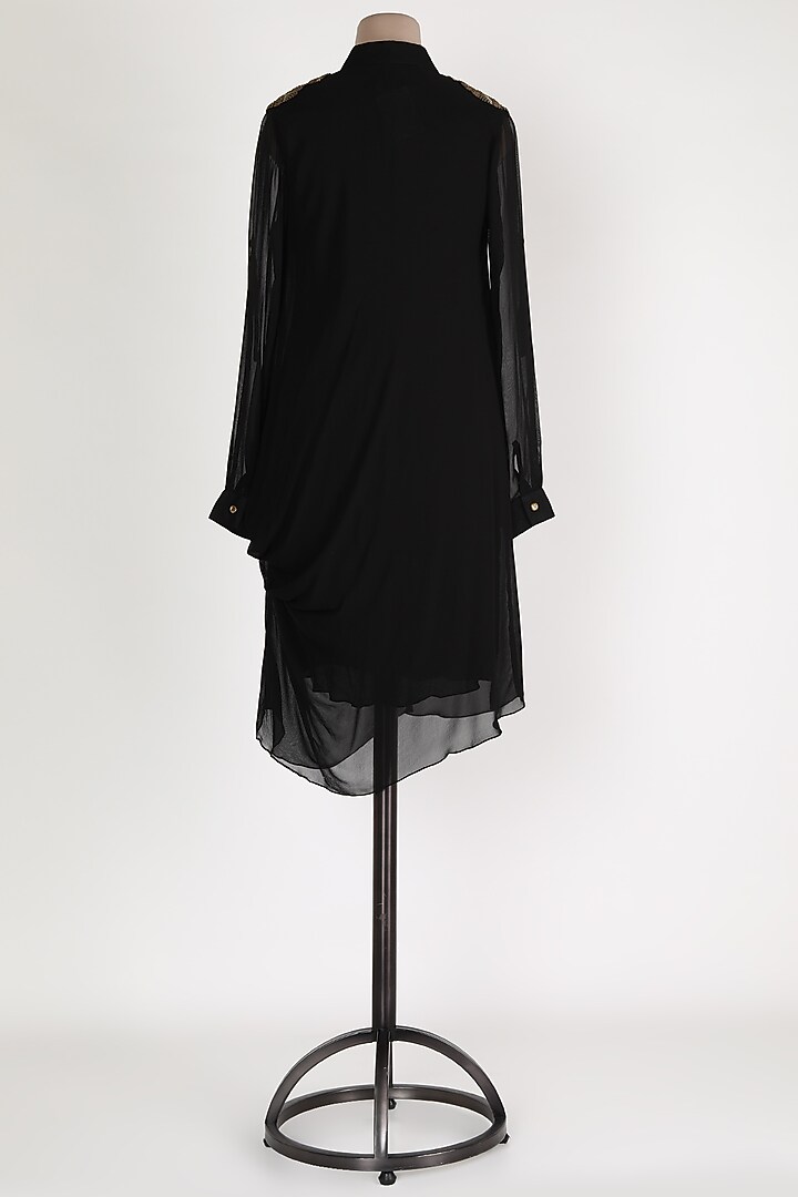 Black Collared Tunic by Sadan Pande at Pernia's Pop Up Shop