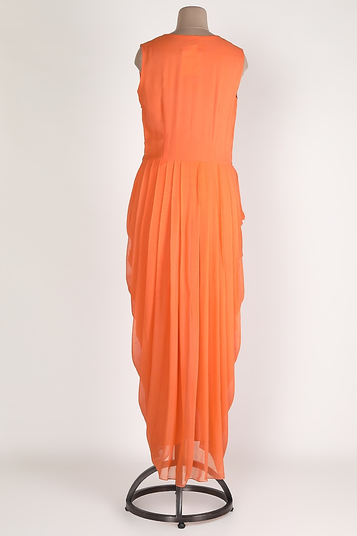 Orange Embroidered Dhoti Tunic by Sadan Pande at Pernia's Pop Up Shop