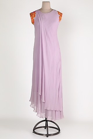 Mauve Embroiderd Layered Tunic by Sadan Pande