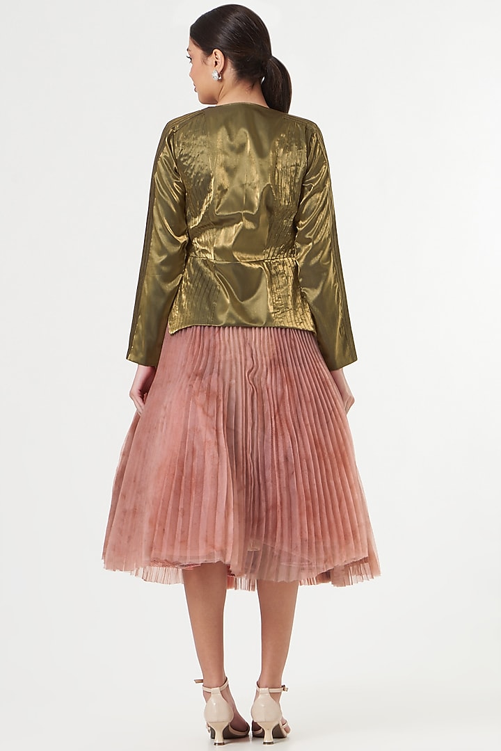 Accordion Pink Pleated Skirt Set by Sadhvi Dang at Pernia's Pop Up Shop