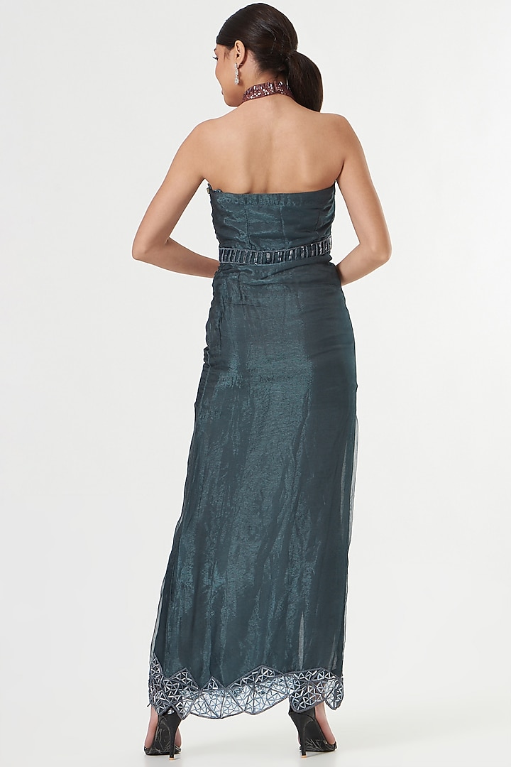 Cobalt Blue Embroidered Gown by Sadhvi Dang at Pernia's Pop Up Shop