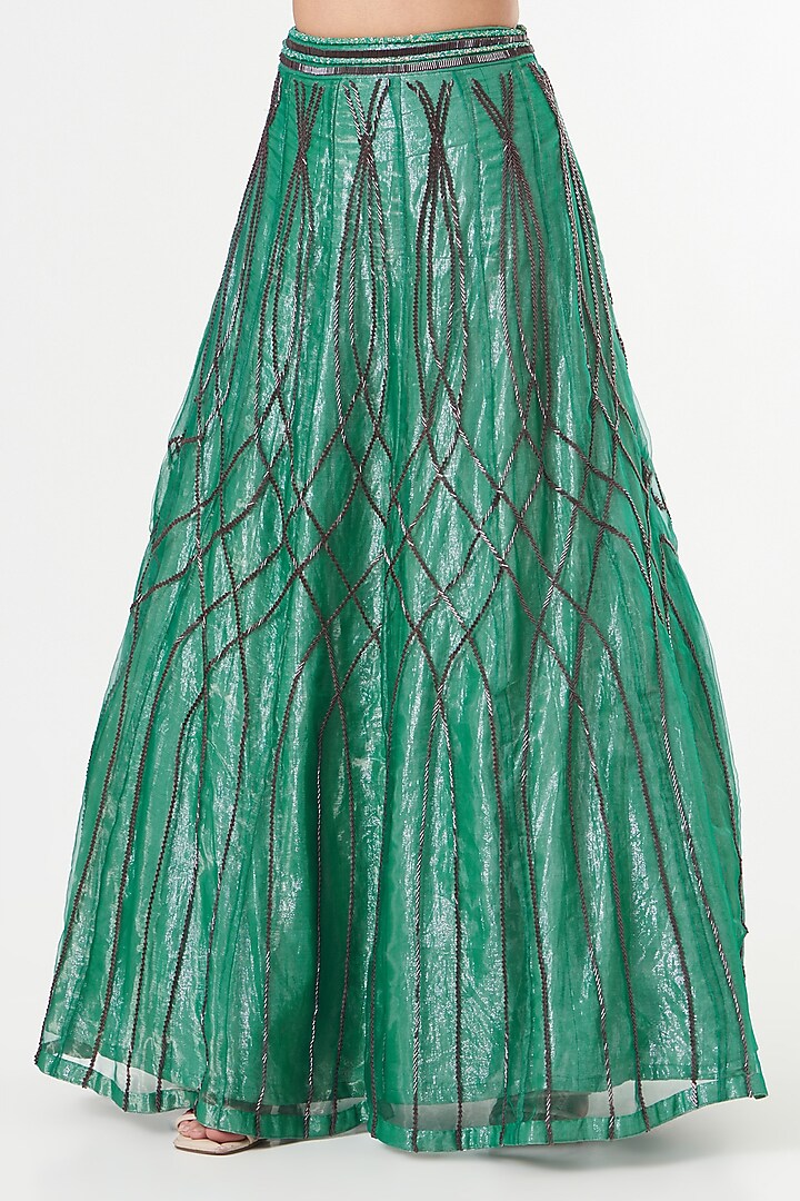 Emerald Green Embroidered Wedding Lehenga Set by Sadhvi Dang at Pernia's Pop Up Shop