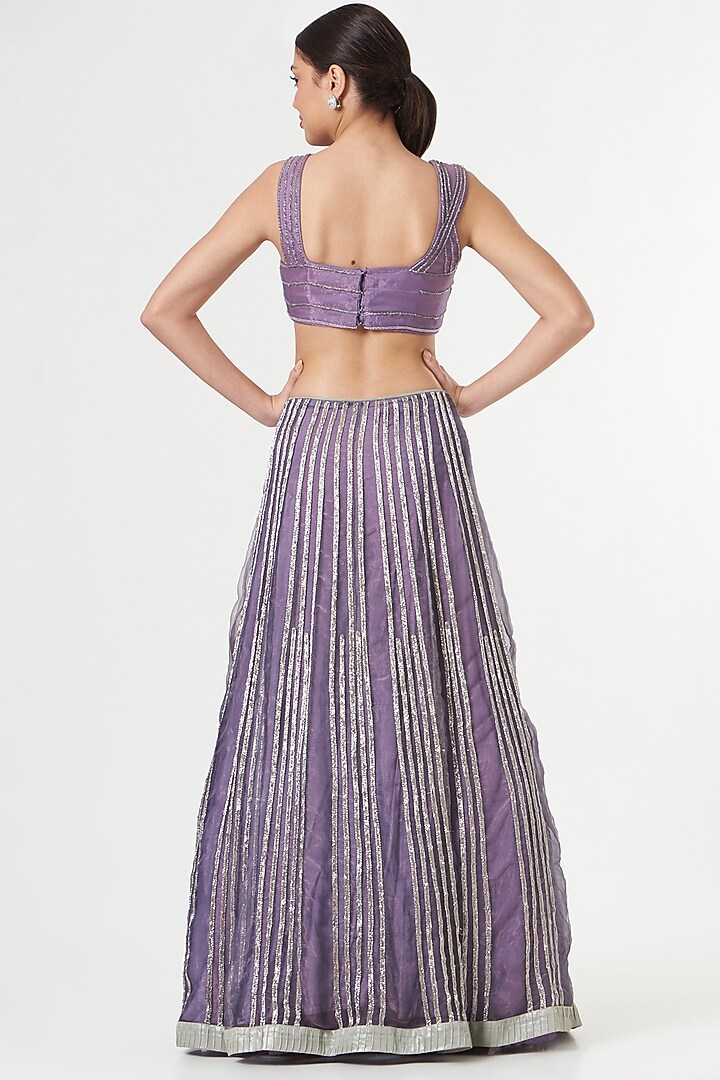 Lavender Embroidered Wedding Lehenga Set by Sadhvi Dang at Pernia's Pop Up Shop