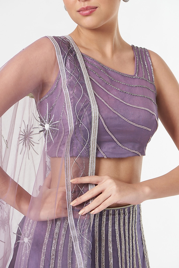 Lavender Embroidered Wedding Lehenga Set by Sadhvi Dang at Pernia's Pop Up Shop