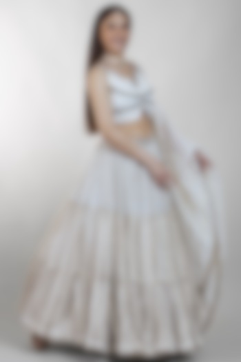 Off-White Embroidered Wedding Lehenga Set by Sadhvi Dang at Pernia's Pop Up Shop