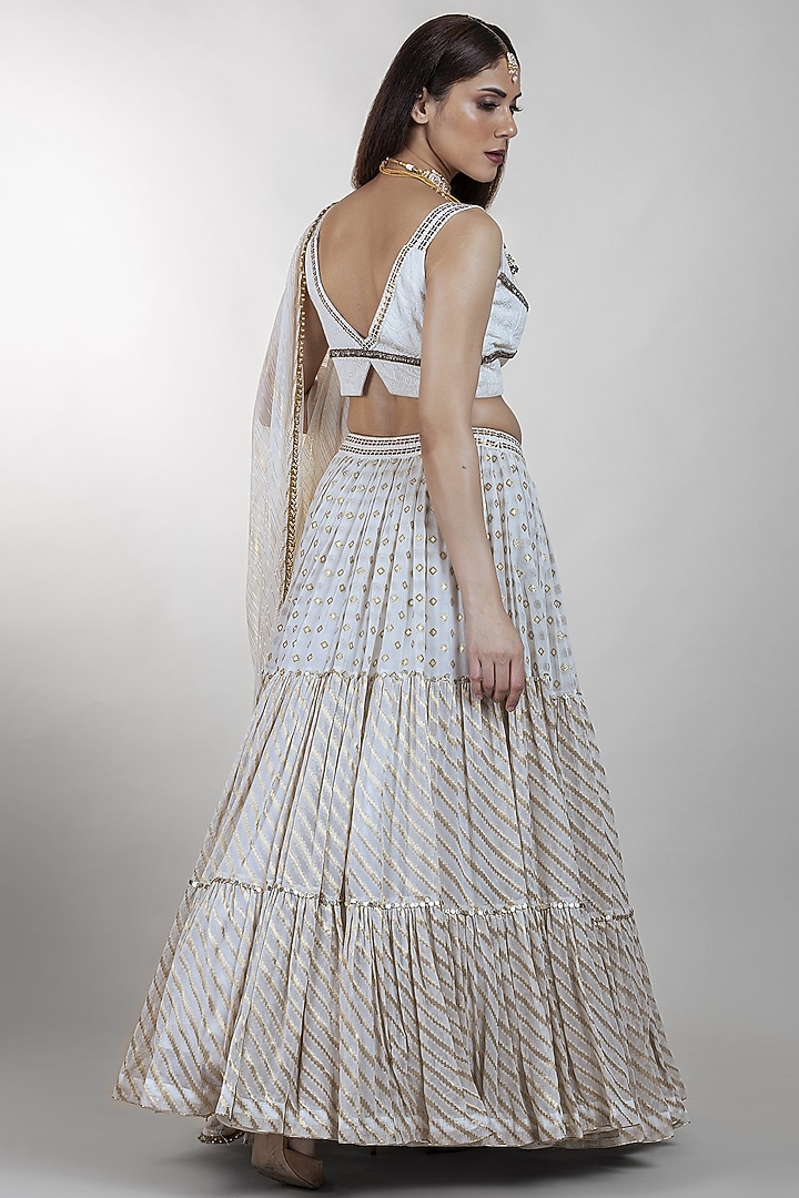 Off-White Embroidered Wedding Lehenga Set by Sadhvi Dang at Pernia's Pop Up Shop