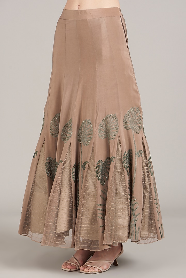 Caramel Hand Embroidered Jacket Wedding Lehenga Set by Sadhvi Dang at Pernia's Pop Up Shop