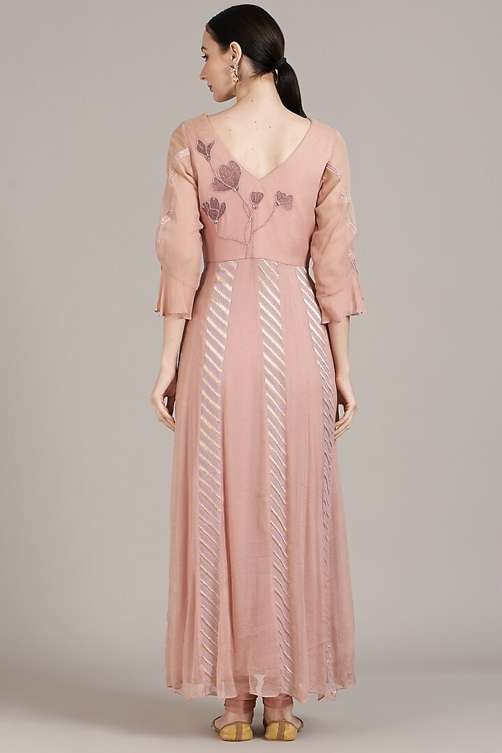 Blush Pink Hand Embroidered Wedding Anarkali Set by Sadhvi Dang at Pernia's Pop Up Shop