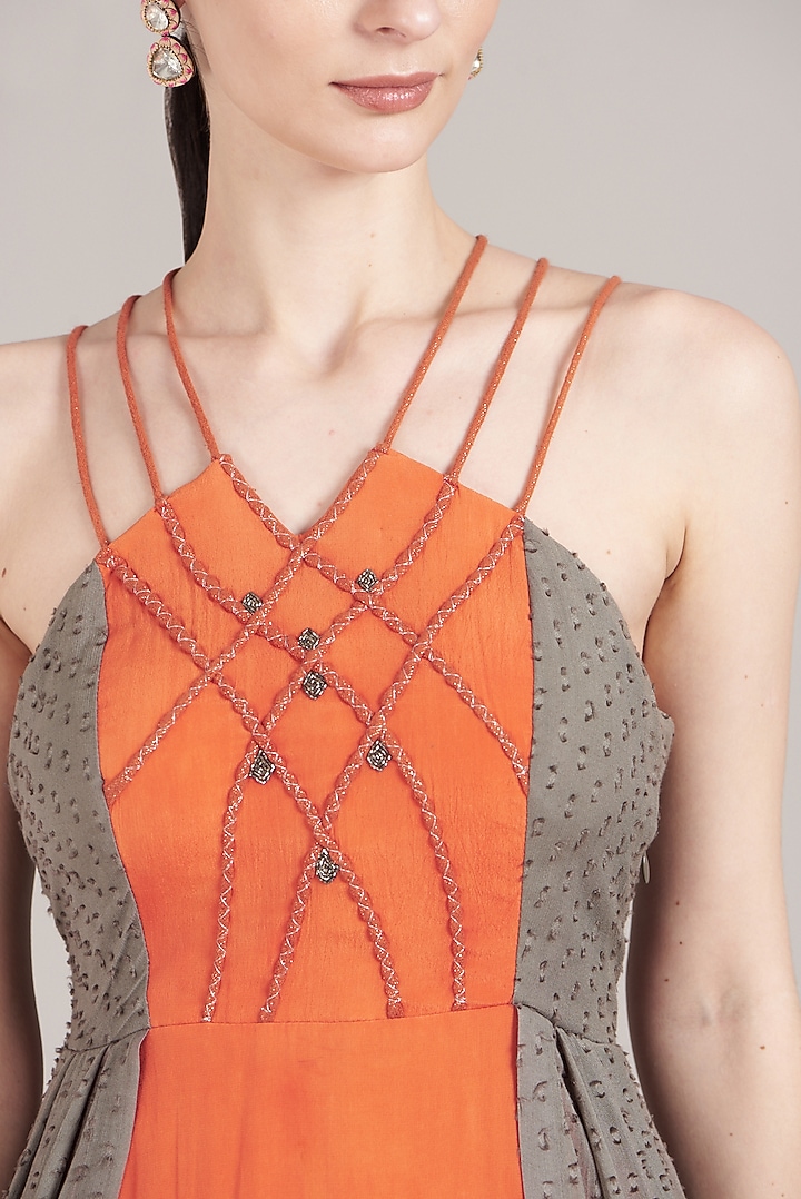 open lace back dress Orange and Grey Gingham Dress Grey / S