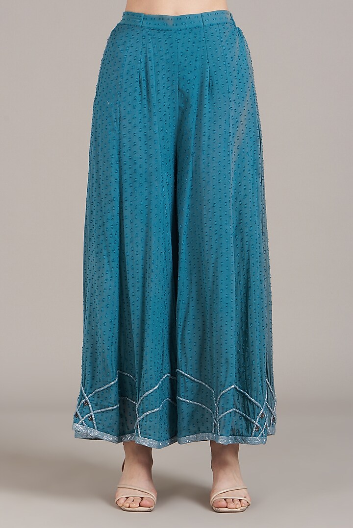 Cobalt Blue Embroidered Kurta Set by Sadhvi Dang at Pernia's Pop Up Shop