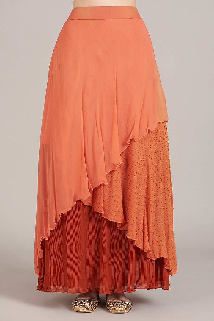 Peach Georgette Lehenga Set by Sadhvi Dang at Pernia's Pop Up Shop