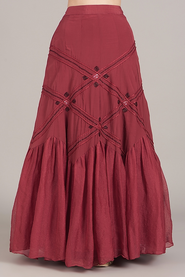 Red Embroidered Wedding Lehenga Set by Sadhvi Dang at Pernia's Pop Up Shop