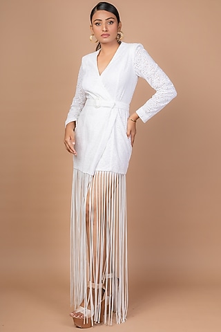 Ivory Cotton Blazer Dress by Sadhvi Suri
