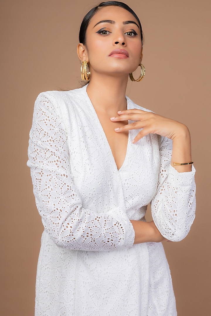 cotton blazer dress Women's Almond Woven V Neck Blazer Dress