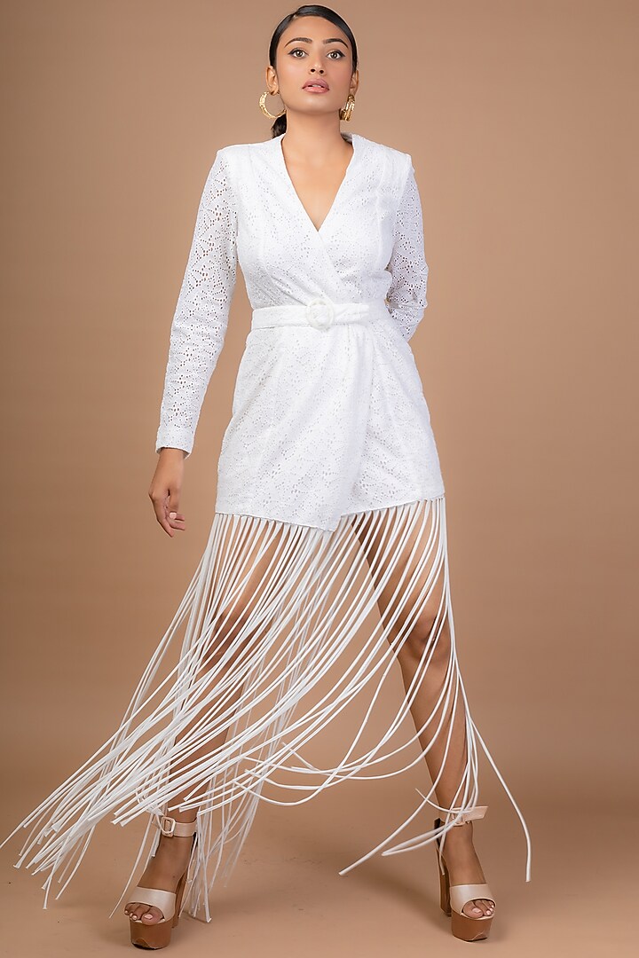 Ivory Cotton Blazer Summer Dress by Sadhvi Suri at Pernia's Pop Up Shop