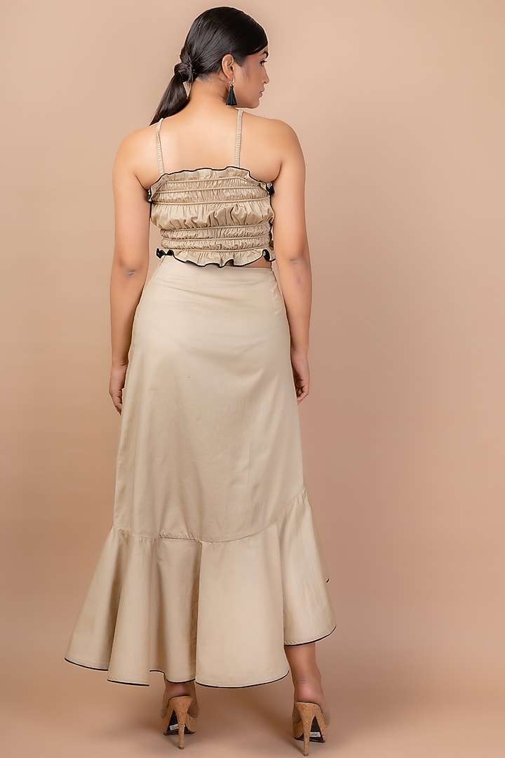 Beige Cotton Skirt Set by Sadhvi Suri at Pernia's Pop Up Shop
