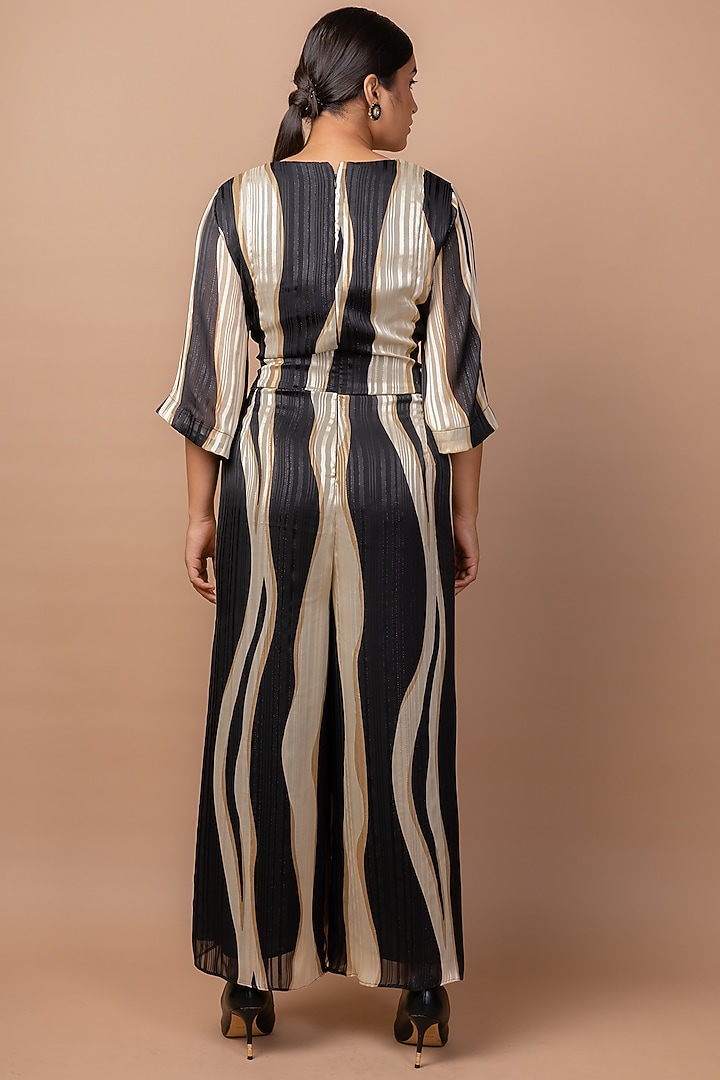 Beige & Black Printed Jumpsuit by Sadhvi Suri at Pernia's Pop Up Shop