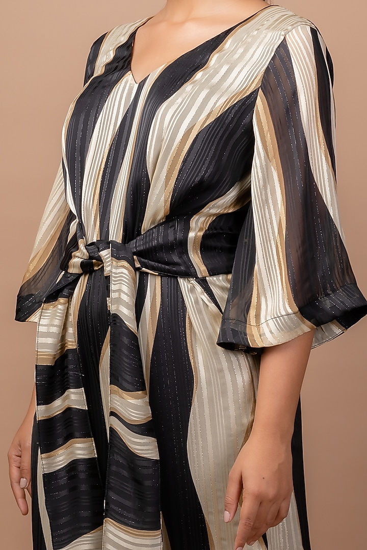 Beige & Black Printed Jumpsuit by Sadhvi Suri at Pernia's Pop Up Shop