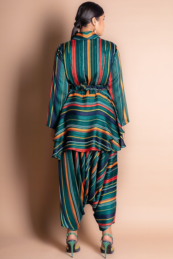Emerald Green Wrap Jacket Set by Sadhvi Suri at Pernia's Pop Up Shop