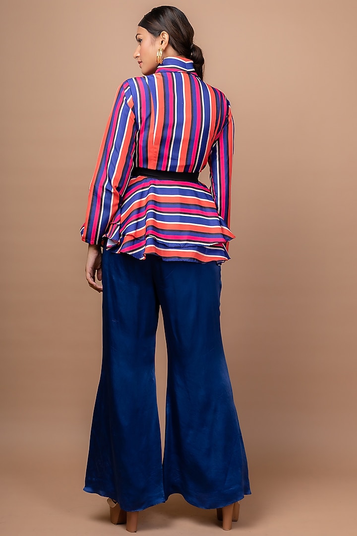 Cobalt Blue Satin Pant Set by Sadhvi Suri at Pernia's Pop Up Shop