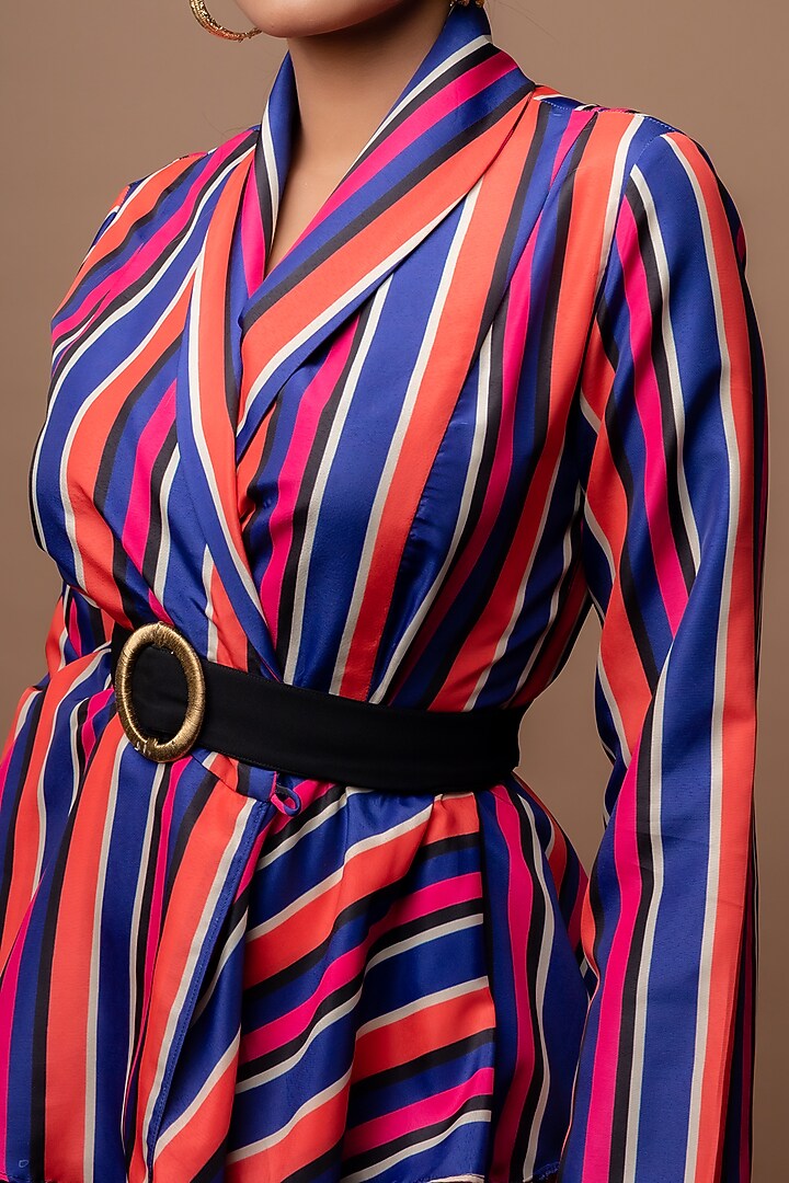 Cobalt Blue Satin Pant Set by Sadhvi Suri at Pernia's Pop Up Shop