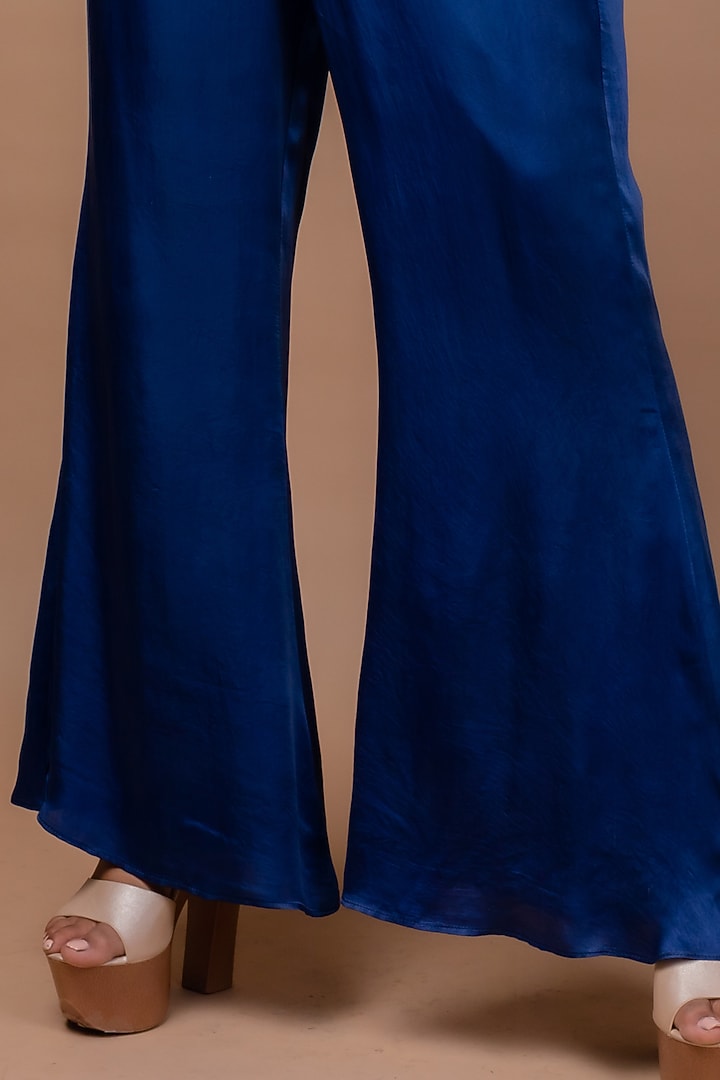 Cobalt Blue Satin Pant Set by Sadhvi Suri at Pernia's Pop Up Shop