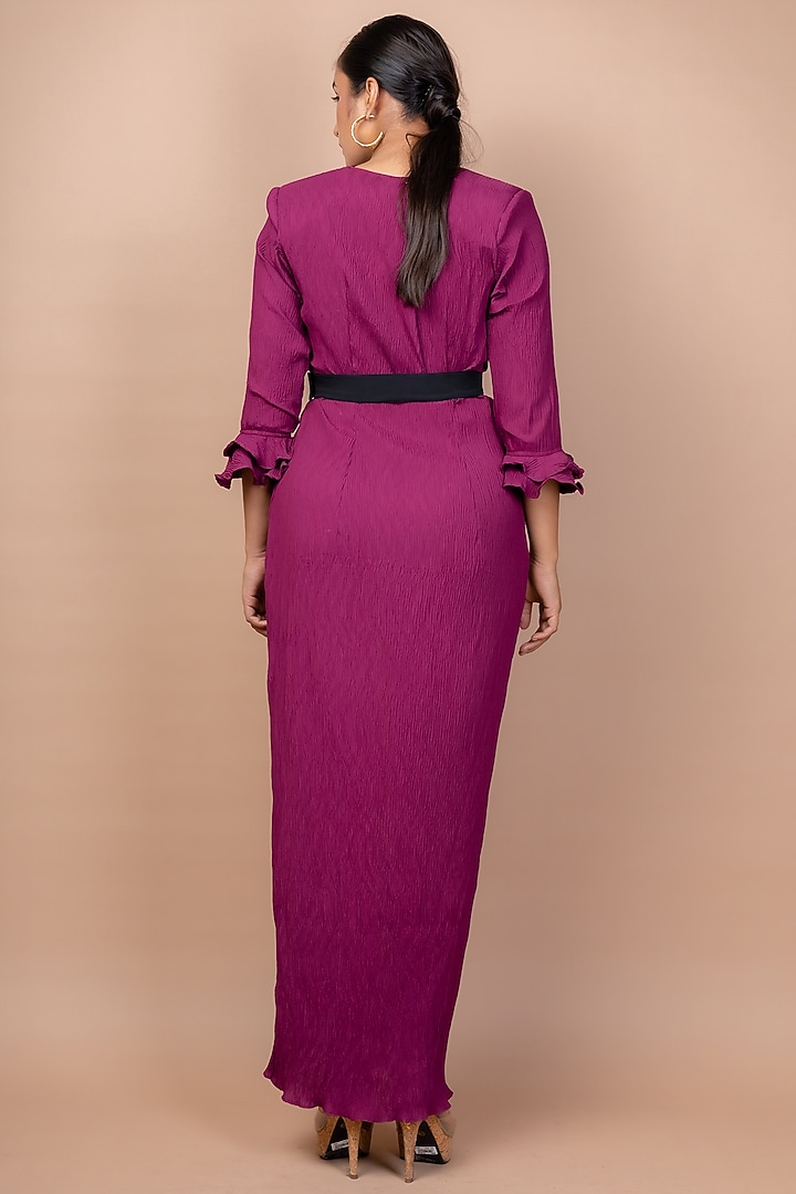 Fuchsia Pleated Crepe Summer Dress by Sadhvi Suri at Pernia's Pop Up Shop
