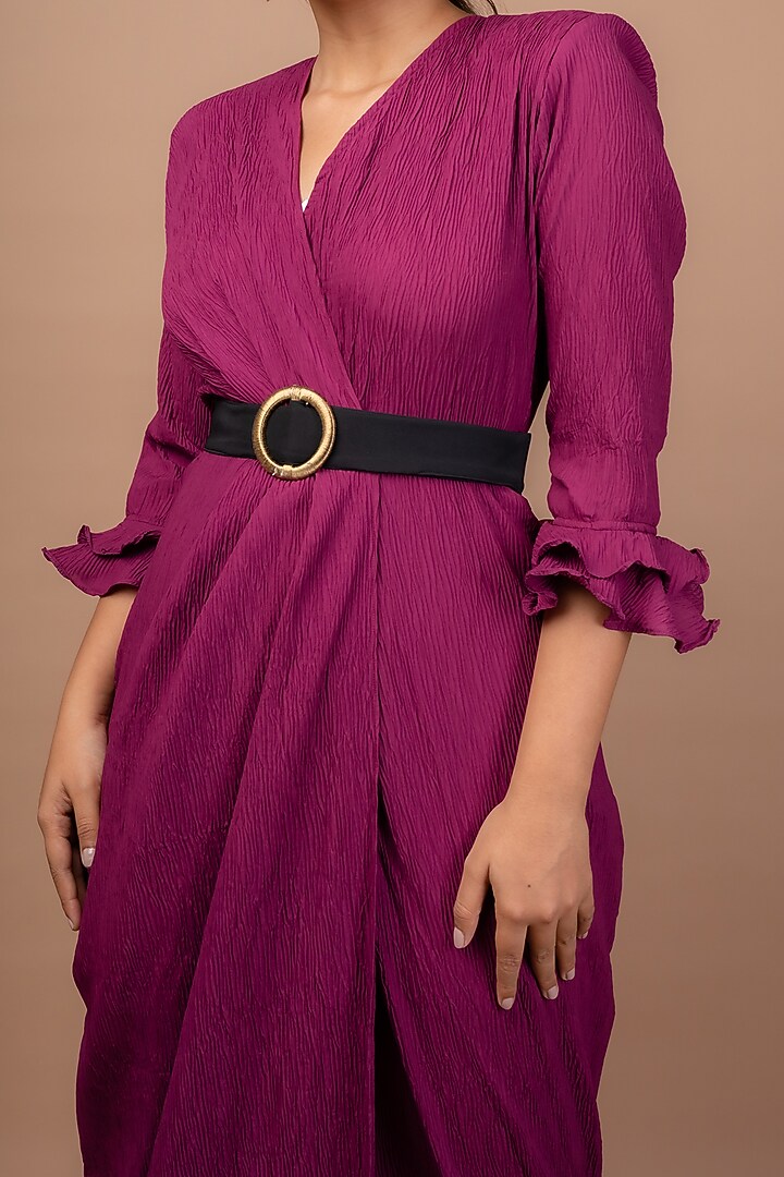 Fuchsia Pleated Crepe Summer Dress by Sadhvi Suri at Pernia's Pop Up Shop