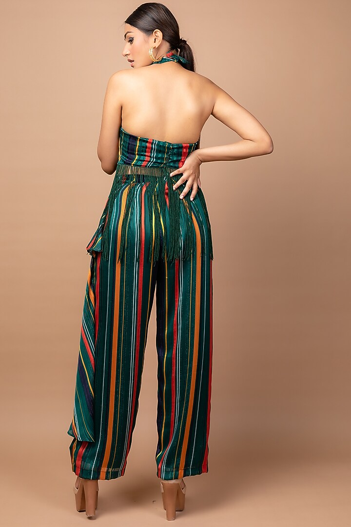 Emerald Green Printed Pant Set by Sadhvi Suri at Pernia's Pop Up Shop