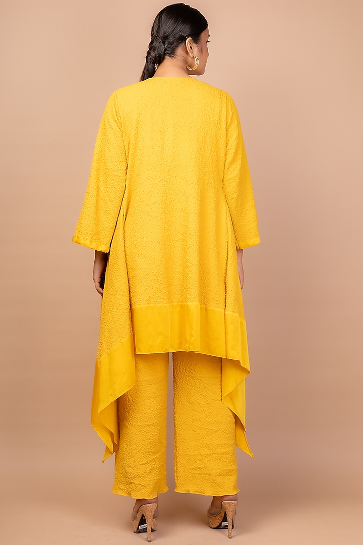 Mustard Satin Pant Set by Sadhvi Suri at Pernia's Pop Up Shop