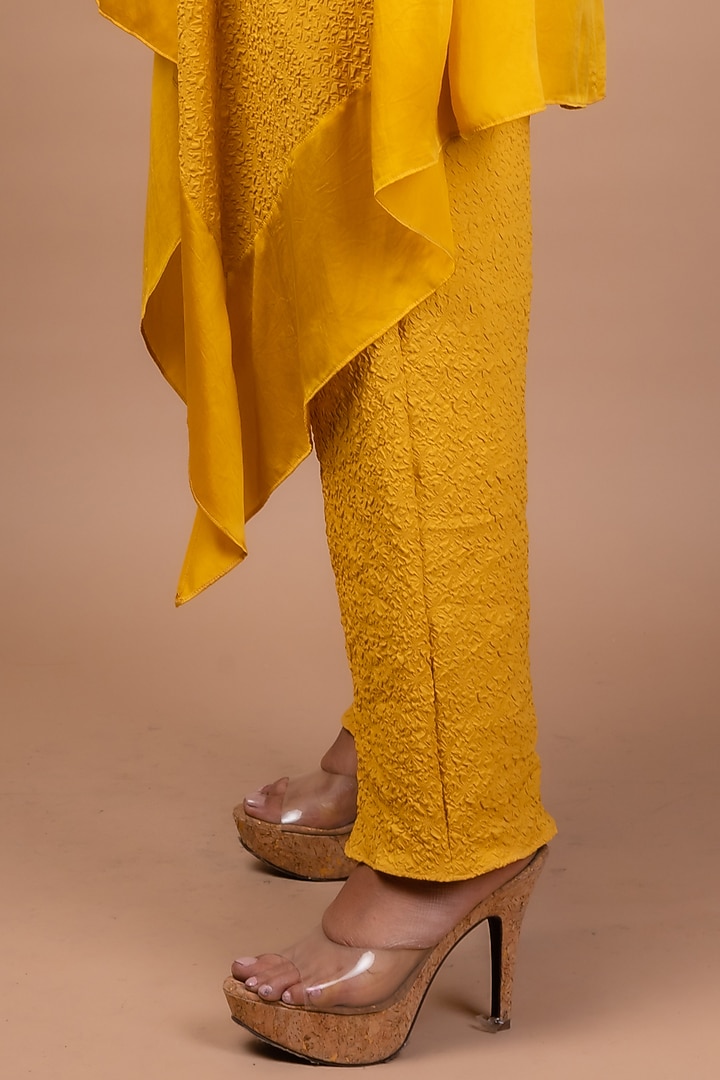 Mustard Satin Pant Set by Sadhvi Suri at Pernia's Pop Up Shop