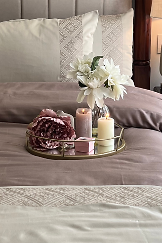 Beige Cotton Bedding Set (Set of 4) by SADYASKA