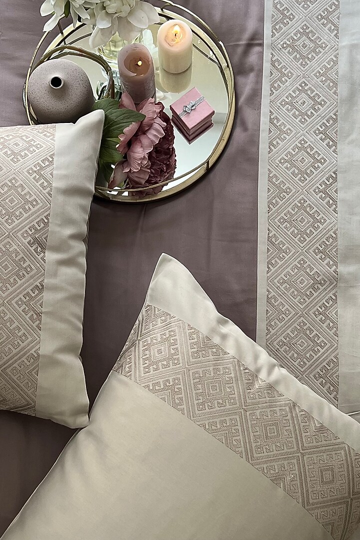 Beige Cotton Bedding Set (Set of 4) by SADYASKA at Pernia's Pop Up Shop