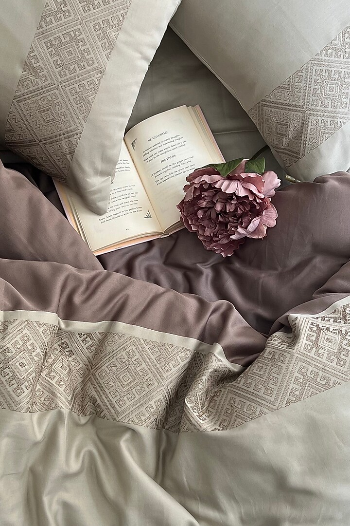Beige Cotton Bedding Set (Set of 4) by SADYASKA at Pernia's Pop Up Shop
