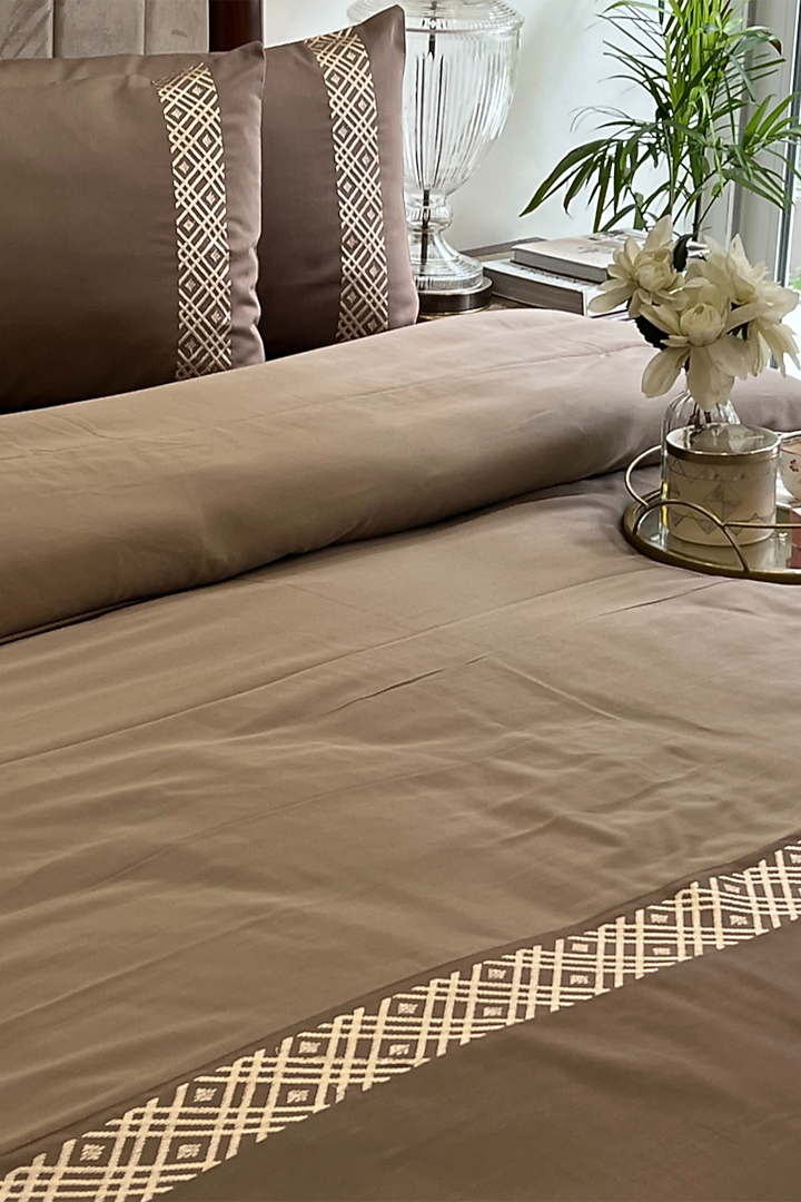 Mocha Cotton Bedding Set (Set of 4) by SADYASKA at Pernia's Pop Up Shop