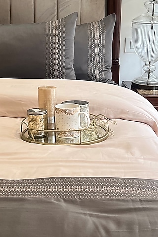 Elephant Grey Cotton Bedding Set (Set of 4) by SADYASKA