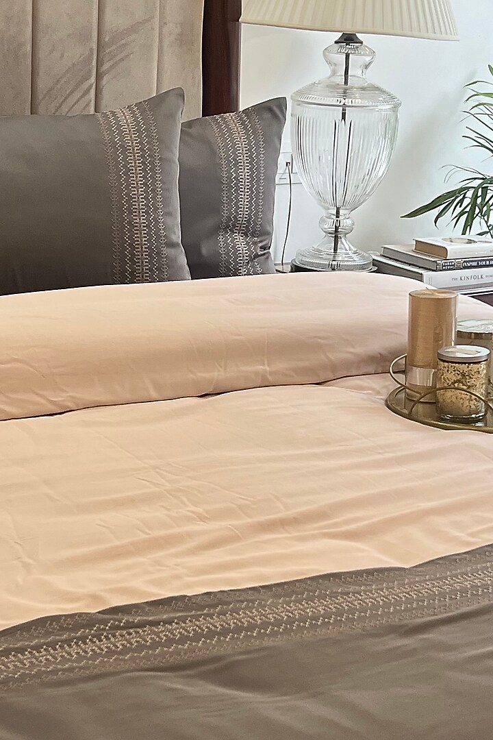 Elephant Grey Cotton Bedding Set (Set of 4) by SADYASKA at Pernia's Pop Up Shop