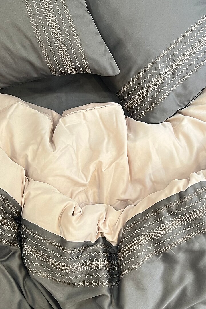 Elephant Grey Cotton Bedding Set (Set of 4) by SADYASKA at Pernia's Pop Up Shop